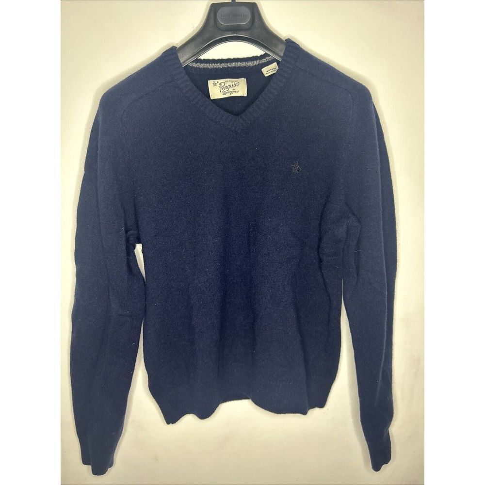 Lambs Wool Men's Pullover Sweater‎ Sz L Original Penguin Burgundy V Neck Basic